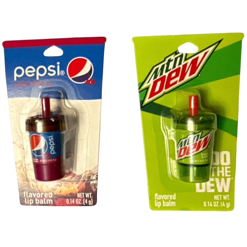 Mountain Dew & Pepsi Soda‑Can Lip Balm Set,‎ New